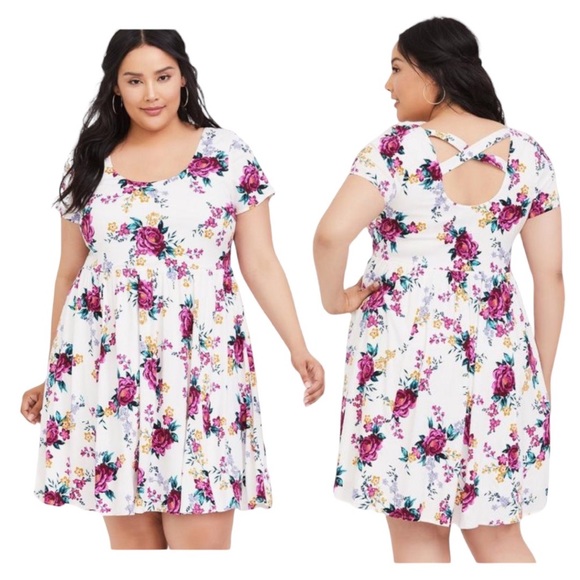 torrid Dresses & Skirts - Torrid Floral Challis Mini Fit & Flare Skater Dress Plus Size 3X Spring Summer